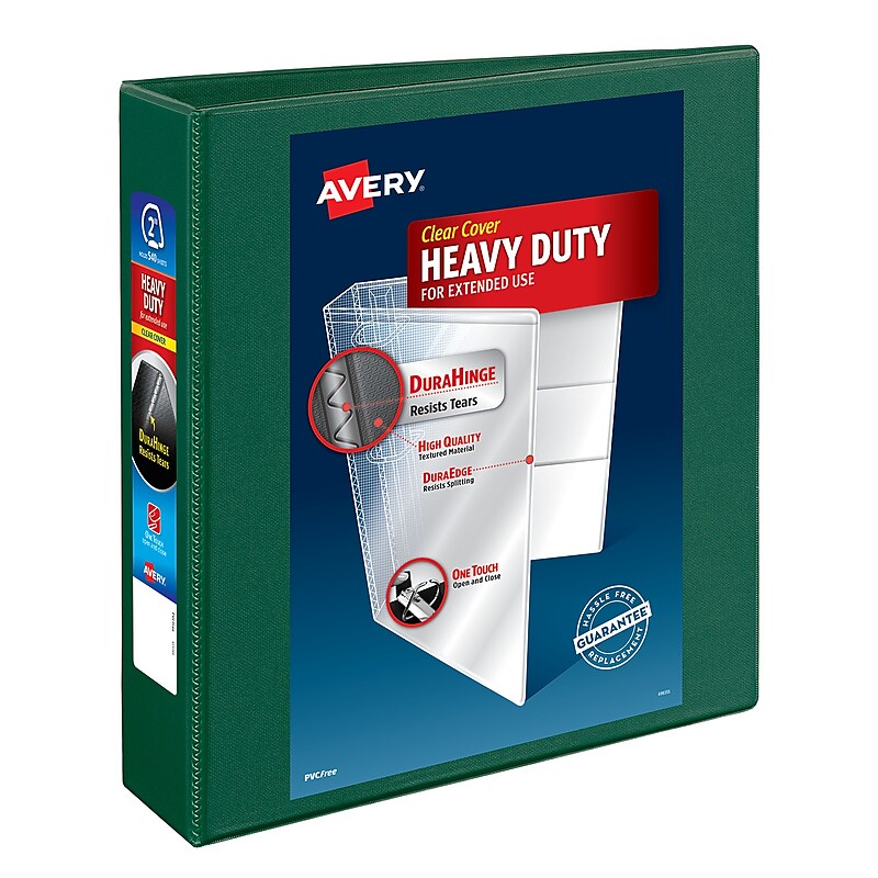 Avery Heavy Duty 2" 3-Ring View Binders, One Touch EZD Ring, Green (79683) image 1