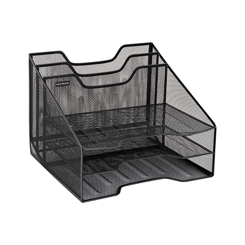 Mind Reader Metal Desktop Organizer Vertical File Holder Paper Letter Tray, Black (MESHBOX5-BLK) image 1