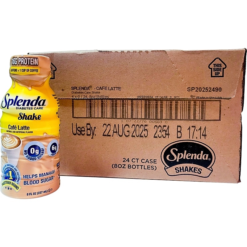 Splenda Diabetes Care Sugar-Free Café Latte Shake, 8 oz., 24 Bottles/Carton (SP20252490) image 1