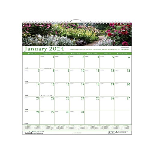 2024 House of Doolittle Gardens 12" x 12" Monthly Wall Calendar (30124