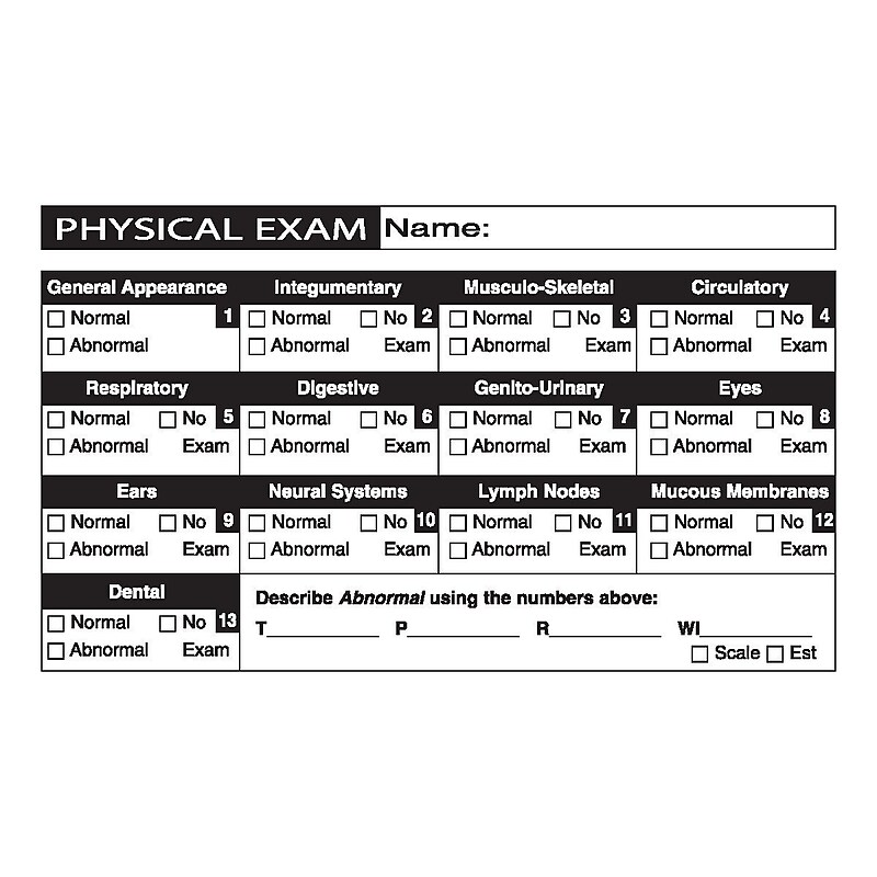 Veterinary Examination Medical Labels, Physical Exam, White, 2-1/2x4", 100 Labels image 1