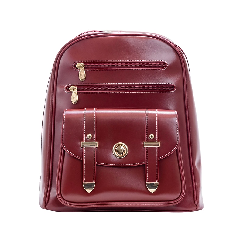 McKlein ROBBINS Leather Laptop Backpack, Medium, Red (99586) image 1