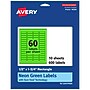 Avery Laser/Inkjet Multipurpose Rectangle Labels, 0.5" x 1.75", Neon Green, 600/Pack (94204)~#|#~337D298D-3470-4286-B6B67BA665736C93_sc7