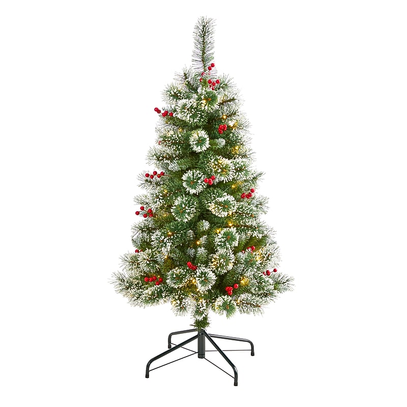 Nearly Natural Frosted Swiss Pine Artificial Christmas Tree, 4' (T1626) image 1