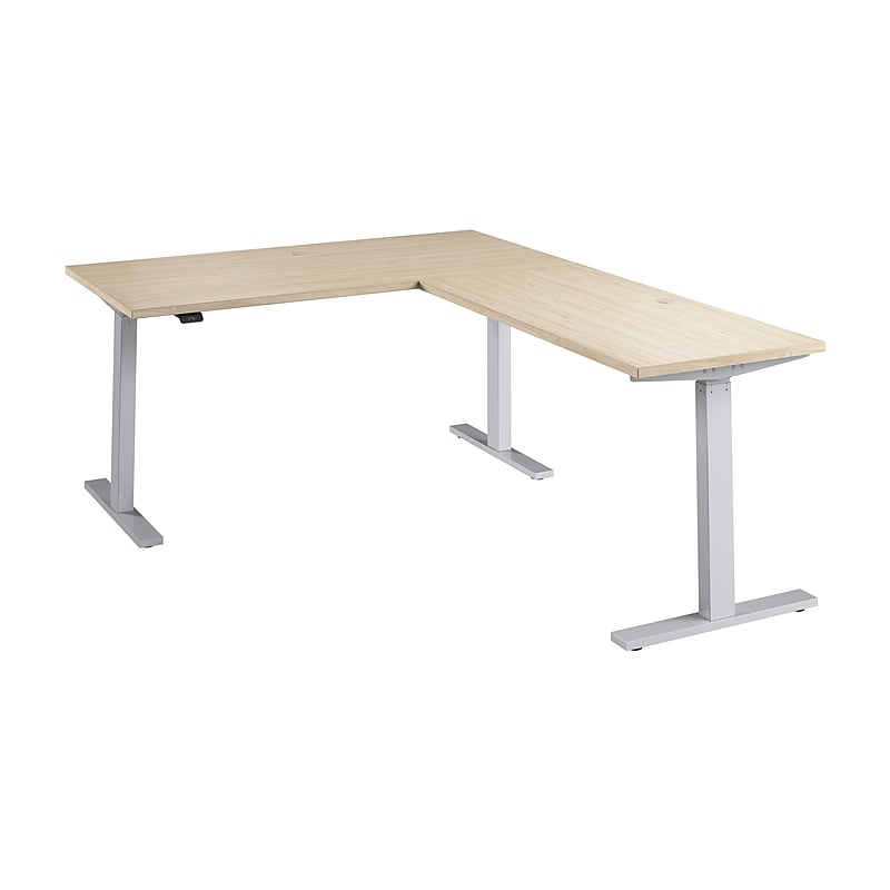 Bush Business Furniture Move 60 Series 60"W L Shaped Adjustable Standing Desk, Natural Elm (M6SL6078NESK) image 1