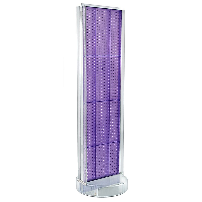 Azar Displays 60”H x16”W Two-Sided Pegboard Floor Display w/ C-Channel Sides on Revolving Round Studio Base, Purple (700788-PUR) image 1