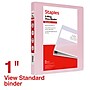Staples Heavy Duty 1" 3-Ring View Binder, D-Ring, Light Pink (ST63089)~#|#~33B0F614-4217-4EFD-A1DB12C8780A612A_sc7