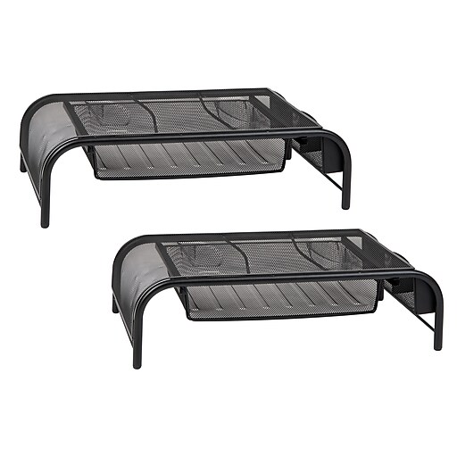 Mind Reader Monitor Stand with Paper Tray, Up to 24" Monitor, Black, 2