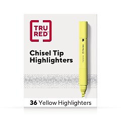 TRU RED 36-Pack Chisel Tip Highlighters - Assorted Colors With Comfort Grip For Office & School
