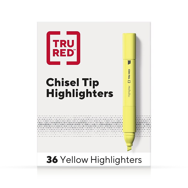 TRU RED™ Tank Highlighter with Grip, Chisel Tip, Yellow, 36/Pack (TR54581) image 1