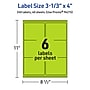 Avery Laser/Inkjet Multipurpose Rectangle Labels, 3-1/3" x 4", Bright Green, 240/Pack (94215)~#|#~33C8087C-E217-4008-B9F89308C4424154_sc7