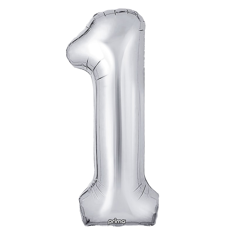 Party City 16" "1" Foil Balloon, Silver, 2/Pack (AM60050247-18) image 1