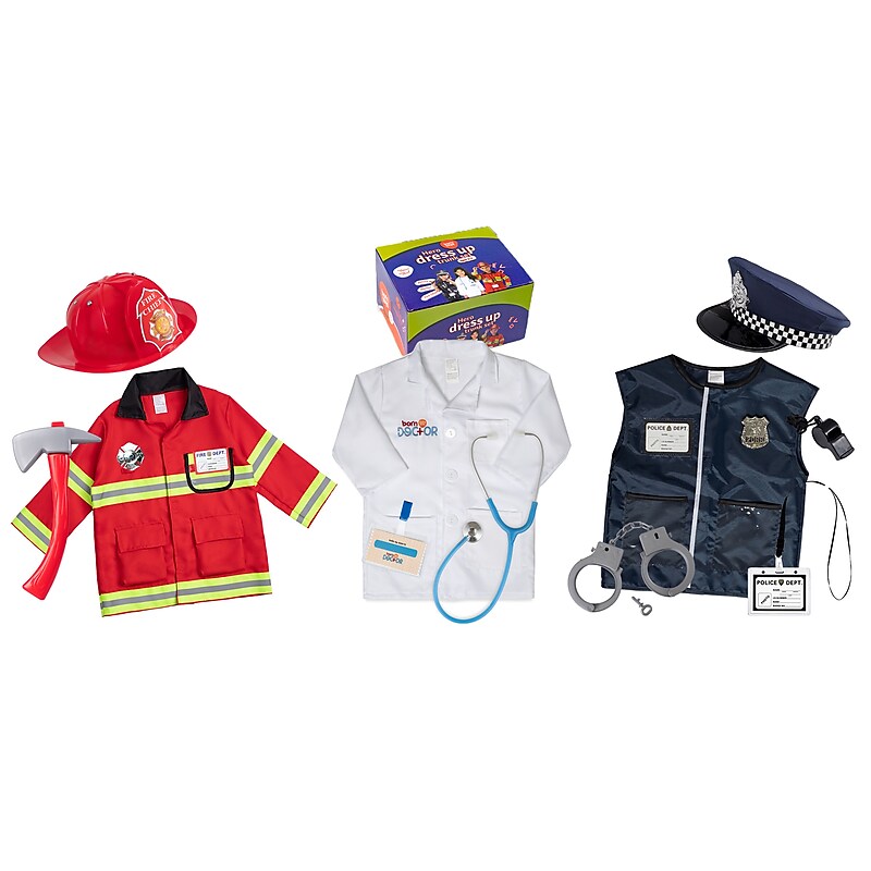 Bintiva Dress Up/Drama Play Hero Trunk Set, Fireman/Police/Doctor, 13 Pieces/Set (BNVBT022) image 1