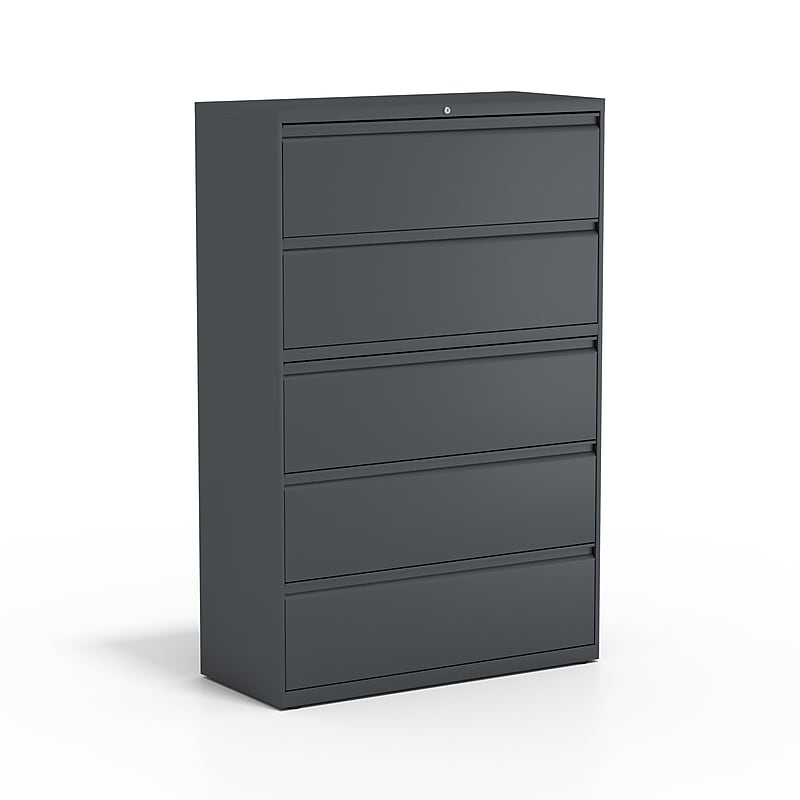 Staples 5-Drawer Lateral File Cabinet, Locking, Letter/Legal, Charcoal, 42"W (26828D) image 1