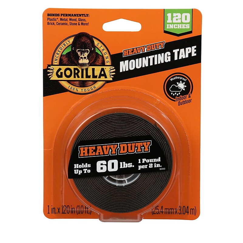 Gorilla Heavy Duty Mounting Tape, 1" x 3 1/3 yds., Black (102441) image 1