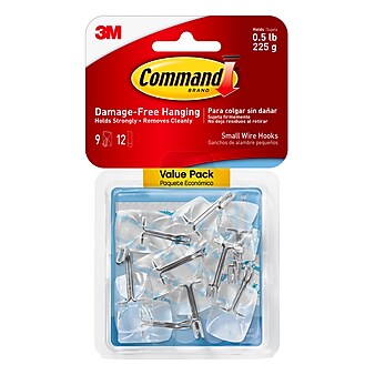 Command™ Small Wire Hooks, Clear, 9 Hooks (17067CLR-9ES)