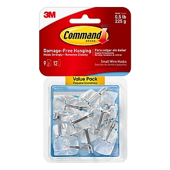 Command™ Small Wire Hooks, Clear, 9 Hooks (17067CLR-9ES)