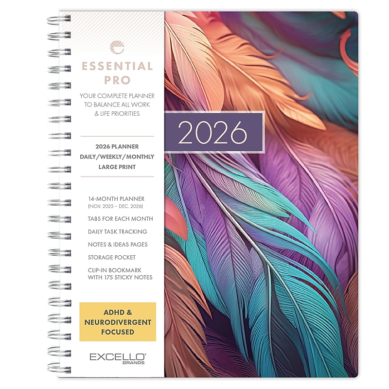 2026 Global Printed Products 8.5" x 11" Weekly & Monthly Planner, Paperboard Cover, Pastel Peacock (ESPROCY26851161) image 1