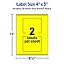 Avery Laser/Inkjet Rectangle Multipurpose Labels, 4" x 5", Neon Yellow, 40/Pack (94253)~#|#~340CBCB8-CF76-4289-A091BAEF2EDFE83D_sc7