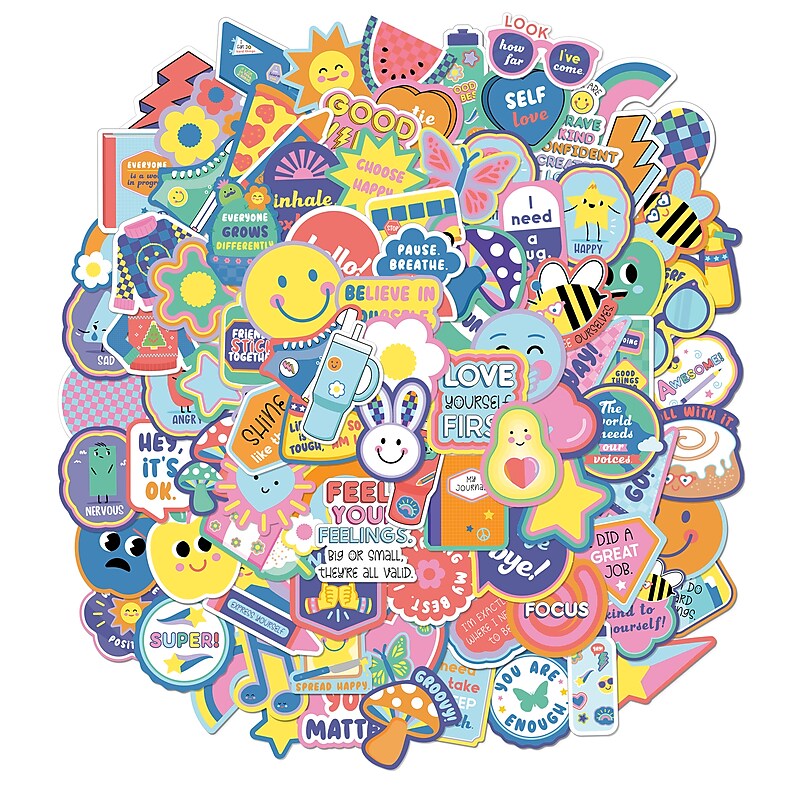 Carson Dellosa Education We Stick Together Vinyl Stickers, 3" x 3", Multicolored, 100/pack (168322) image 1