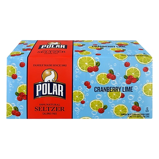 Polar Seltzer Cranberry Lime Flavored Water, 12 oz., 24/Carton (00242) Staples