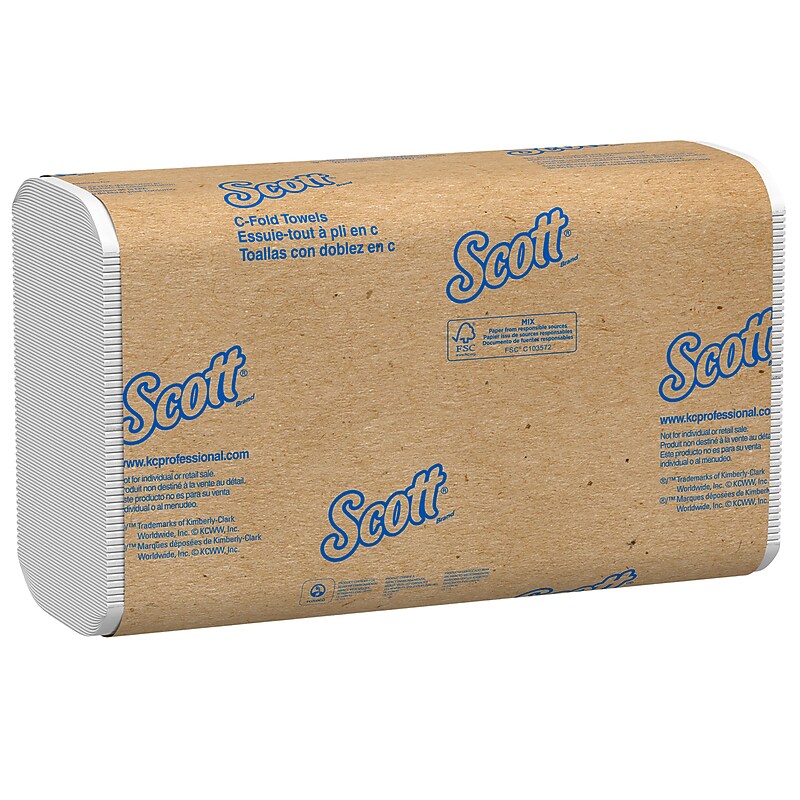 Scott Essential Recycled C-Fold Paper Towels, 1-Ply, 200 Sheets/Pack, 9 Packs/Carton (03623) image 1