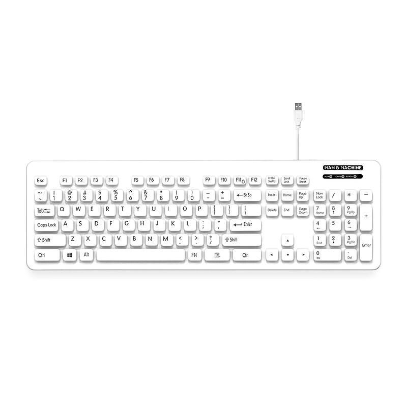 Man & Machine L Cool Wired Ergonomic Washable Keyboard, White (LCOOL/W7) image 1