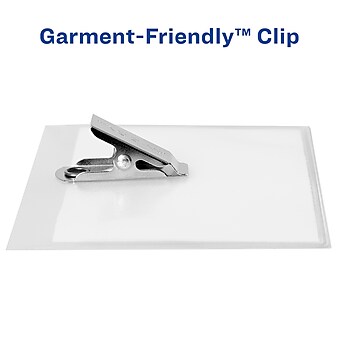 Avery Clip On ID Badge Holders, Clear, 100/Box (2923)