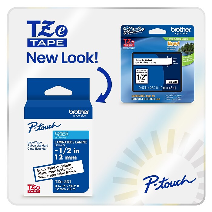Brother P-touch Acid-Free Laminated Label Tape, 1/2
