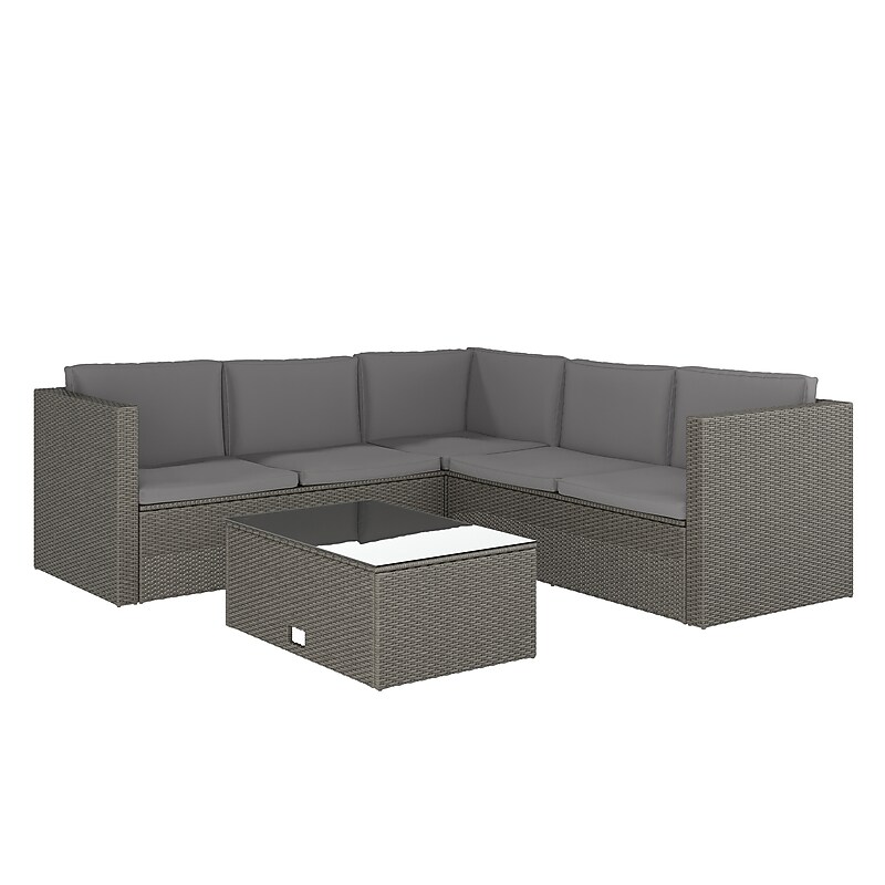Flash Furniture Roan Indoor/Outdoor L-Shaped Sectional with Coffee Table, Gray with Gray Cushions (BNWS404GYGY) image 1