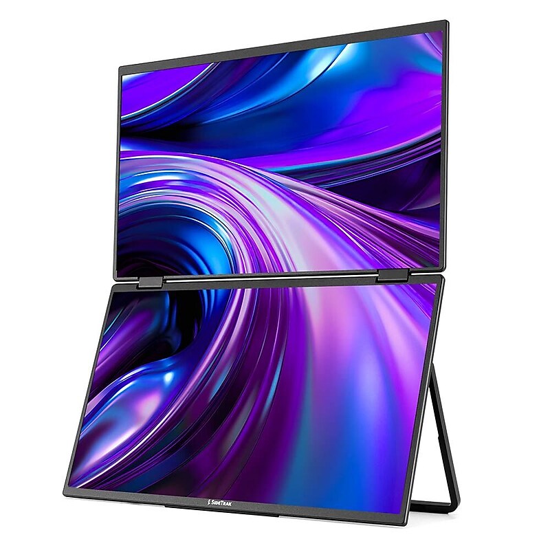 Luxor SideTrak SoloBook 15.6" 60 Hz Stacked Dual Portable LCD Monitor, Black (STFRHDBK15BL) image 1