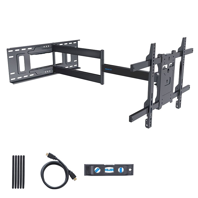 Mount-It! Full Motion TV Wall Mount with Extra Long Extension for 40" to 80" TVs, up to 121 lbs., Black (MI-397) image 1