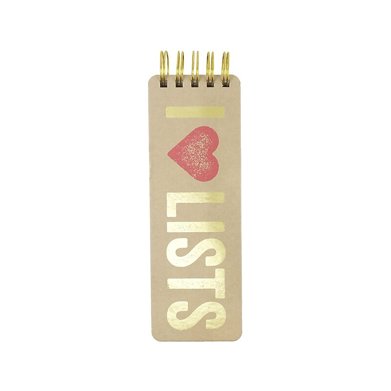 Eccolo I Love Lists Memo Pad, 3" x 8.5", Wide-Ruled, Kraft/Red, 150 Sheets/Pad (T603F-ST) image 1
