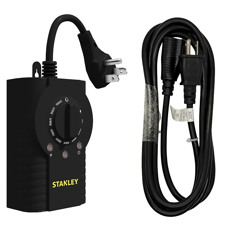 Stanley LightTimer Select Twin 2-Outlet Outdoor Photocell Timer, 8 ft., Black (KITNCCST4) image 1