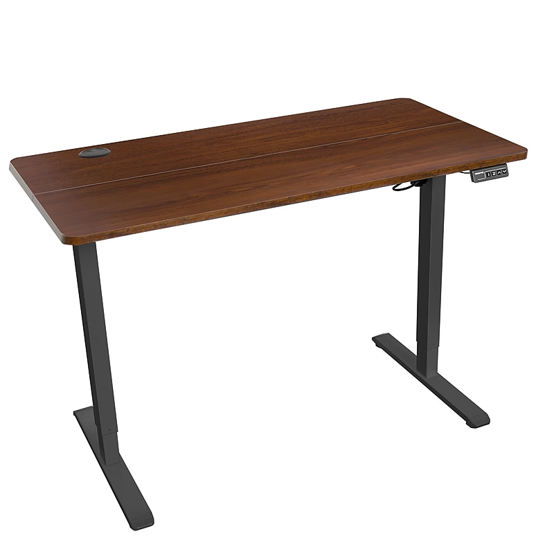 Mount-It! 40"W Electric Rectangular Adjustable Standing Desk, Hazelnut/Black (MI-8036) image 1