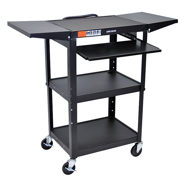Luxor Metal Mobile Drop-Leaf Shelf Utility Cart with Lockable