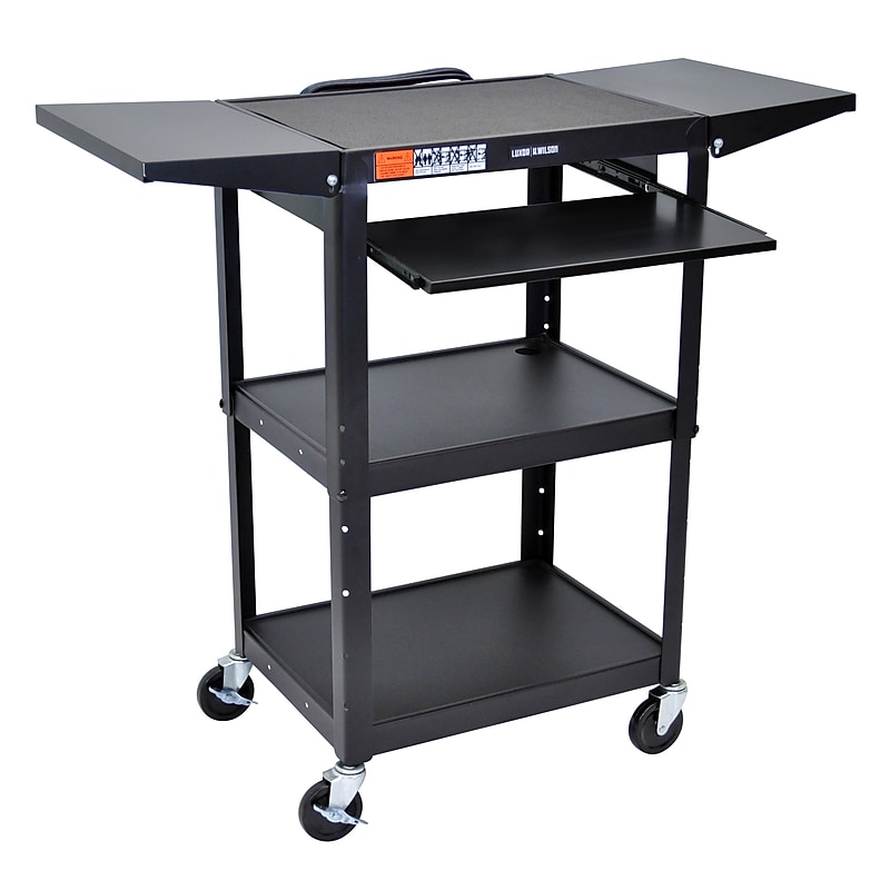 Luxor Metal Mobile Drop-Leaf Shelf Utility Cart with Lockable Wheels, Black (UCMT1KBDL) image 1