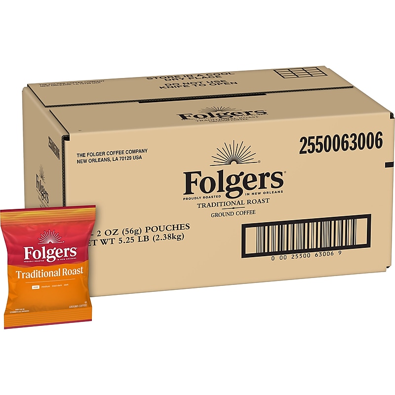 Folgers Traditional Roast Caffeinated Coffee Packet, Medium Roast, 2 oz., 42/Carton (SMU63006) image 1