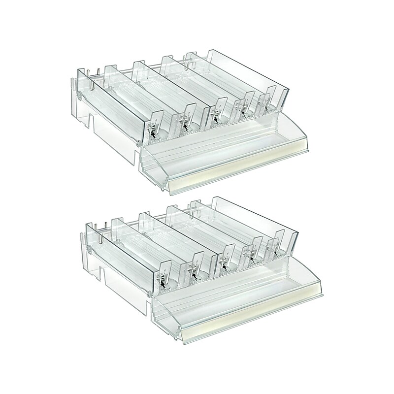 Azar 3.5" x 12" Pegboard Five-Compartment Cosmetic Tray with Tester Tray, Clear, 2/Pack (225840-TESTER-TALL-2PK) image 1