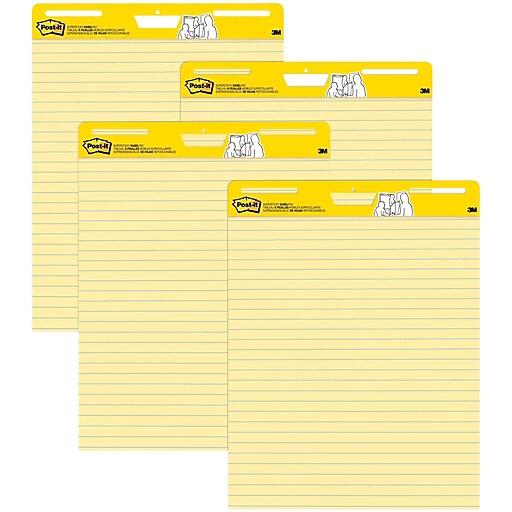 Postit Super Sticky Easel Pad, 25" x 30", Lined, 30 Sheets/Pad, 4 Pads