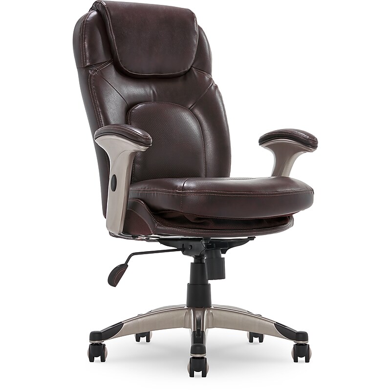 Serta Back in Motion Bonded Leather Executive Office Chair, Frye Chocolate (44187) image 1