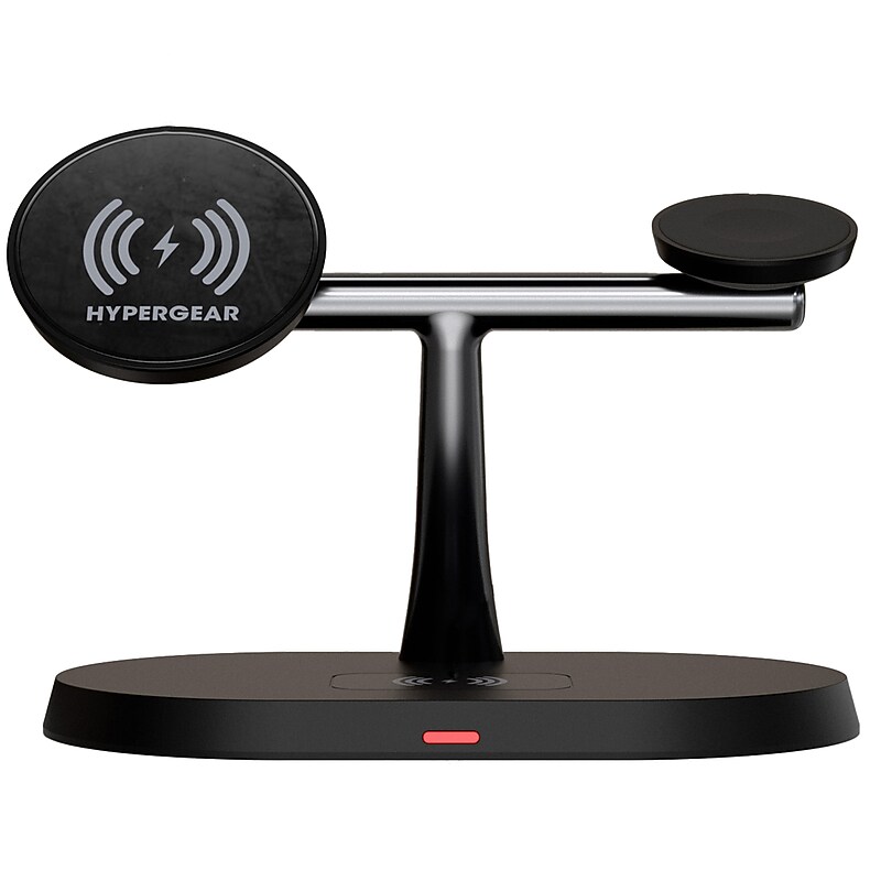 HyperGear MaxCharge Pro 3-in-1 Wireless Charging Stand with Magnetic Wireless Fast Charge, 15W, Black (16189) image 1