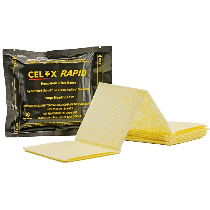 gauze 。 CELOX RAPID Z-Fold Hemostatic Gauze, 2/Carton (FG08839011