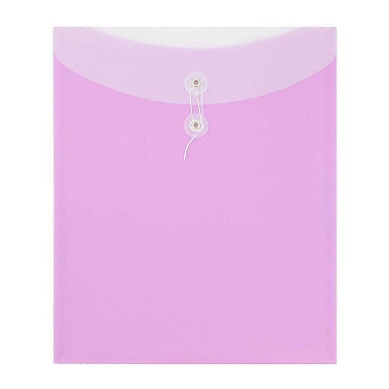 JAM PAPER Plastic Envelopes with Button & String Tie Closure, Letter Open End, 9 1/2 x 12, Two-Tone Lilac Purple, 12/Pack image 1