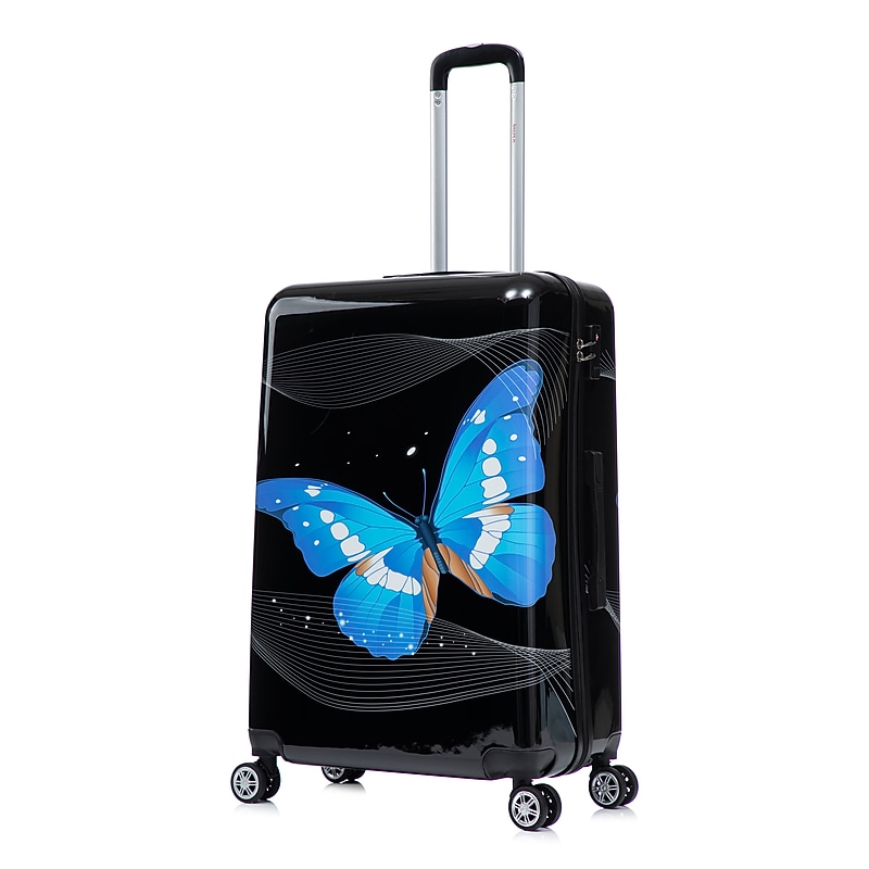 InUSA 28" Hardside Butterfly Suitcase, 4-Wheeled Spinner, TSA Checkpoint Friendly, Black Butterfly (IUAPC00L-BBU) image 1