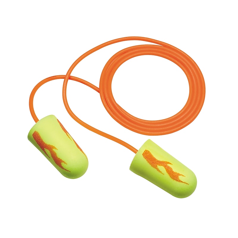 3M E-A-Rsoft Yellow Neon Blasts Corded Earplugs, NRR 33 dB, Orange/Yellow, 200/Pack (3111252) image 1
