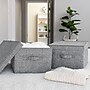 Household Essentials Large Stackable Folding Fabric Storage Bin, 8" x 12"x 15", 24.93 Qt., Gray, 2/Pack (7513-1)~#|#~34AC7FA1-55F6-4089-96392C6779F2201D_sc7