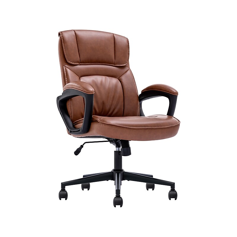 Serta Hannah I Ergonomic Bonded Leather Swivel Executive Chair, Cognac (43670H) image 1