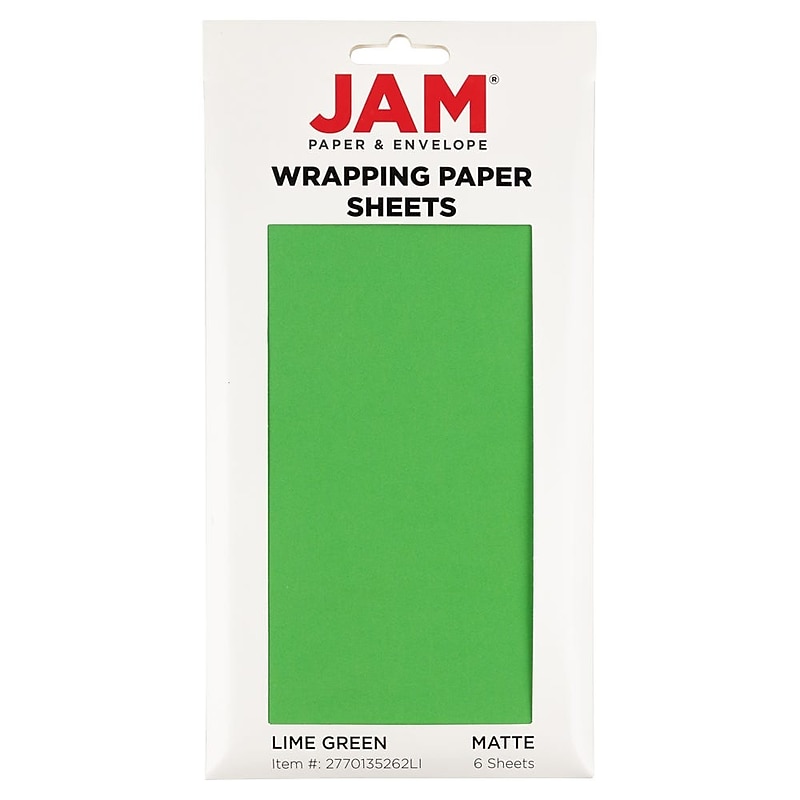 JAM Paper Gift Wrap, 25' x 20", Lime Green, 6/Pack(2770135262LI) image 1