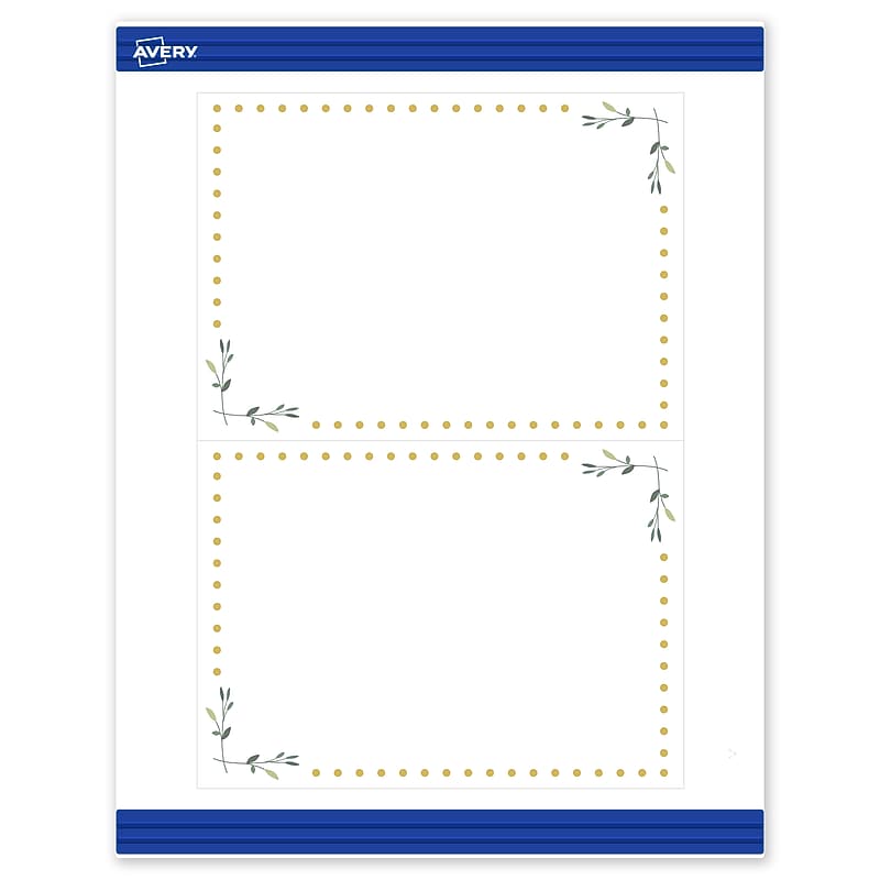 Avery Gold Dots with Green Florals Matte Blank Card, White, 20/Pack (S00-DND) image 1